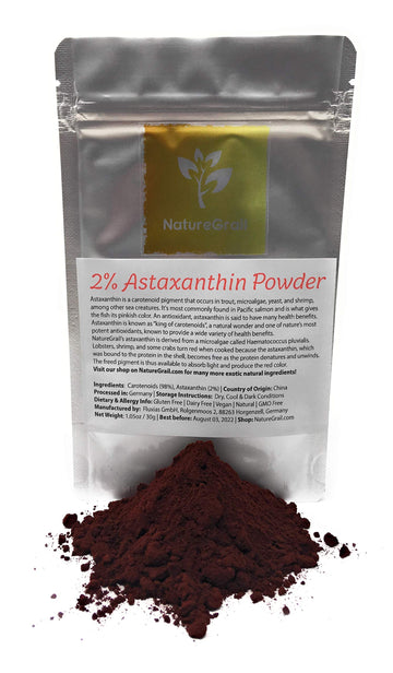 2% Astaxanthin Powder - Haematococcus Pluvialis - Natural Red Food Dye - Occurs Naturally in Certain Algae and Causes The Pink O