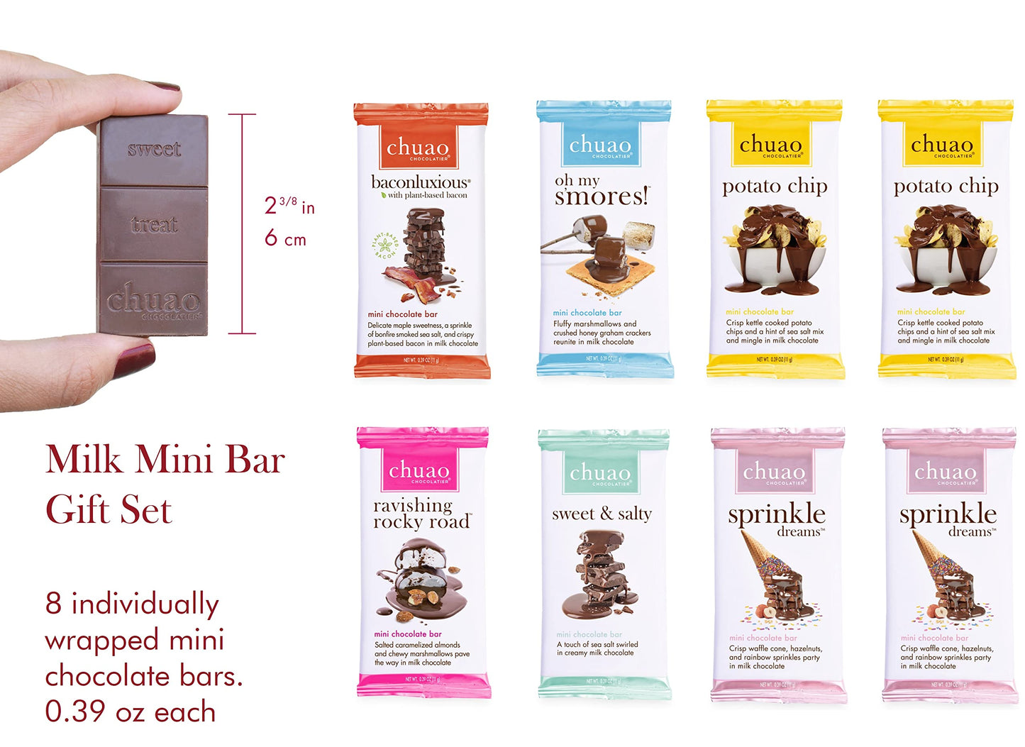 Chuao Chocolatier Chocolate Mini Gift Box | Gourmet Chocolate Assorted Bars European No Preservatives | For Gift Baskets, Christmas, Valentines Day, Gifts For Women, Men, Birthday, Thank You, Care Package (Milk Chocolate, 8 Bars)