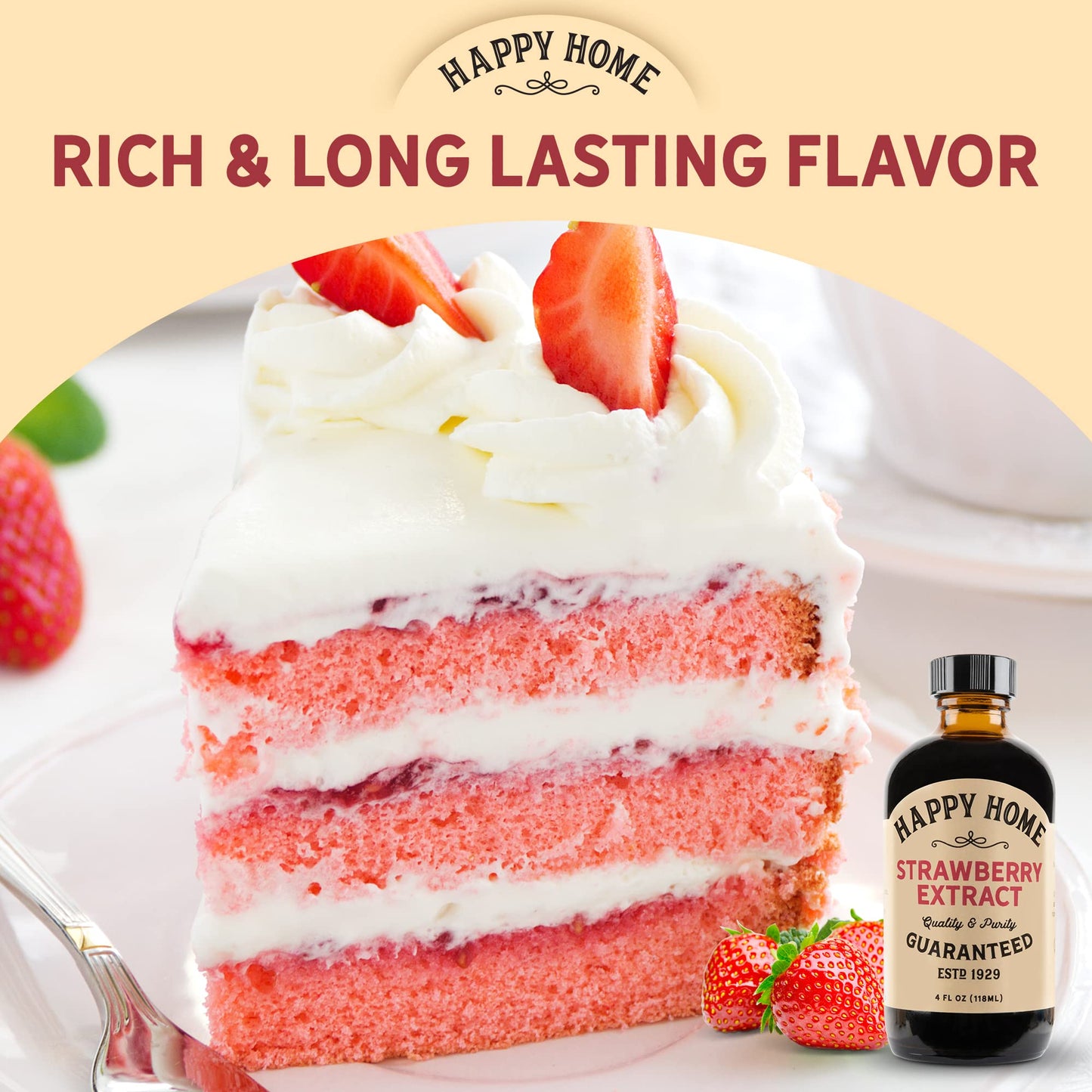 Happy Home Natural Strawberry Flavor - Certified Kosher, 4 oz.