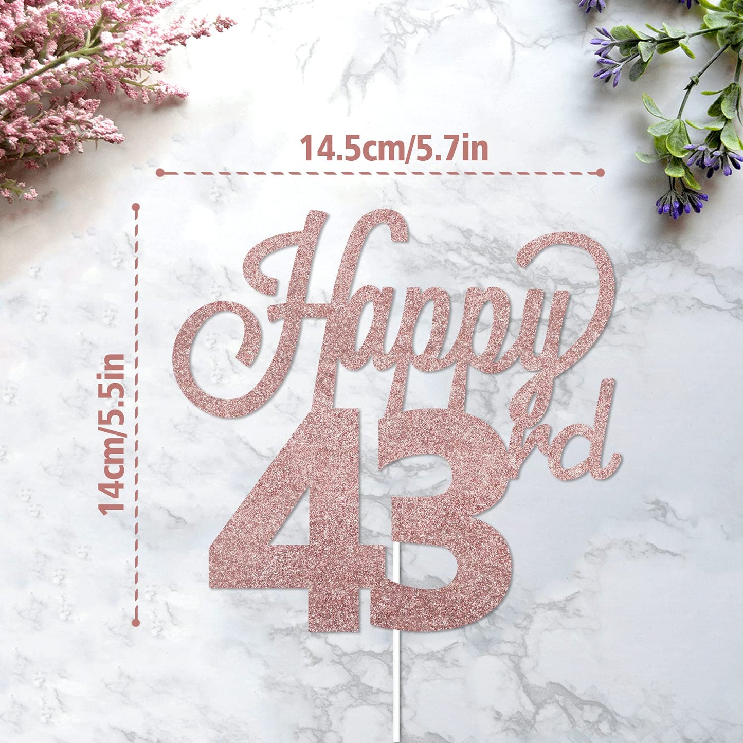 Lingteer Happy 43Rd Birthday Cake Topper - Cheers To 43Rd Birthday 43 Years Old Birthday Party Cake Decorations Sign.