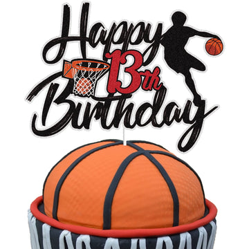 Basketball Happy 13Th Birthday Cake Topper 13 Thirteen Years Old Basketball Player Scene Cake Decoration Sport Theme Thirteenth