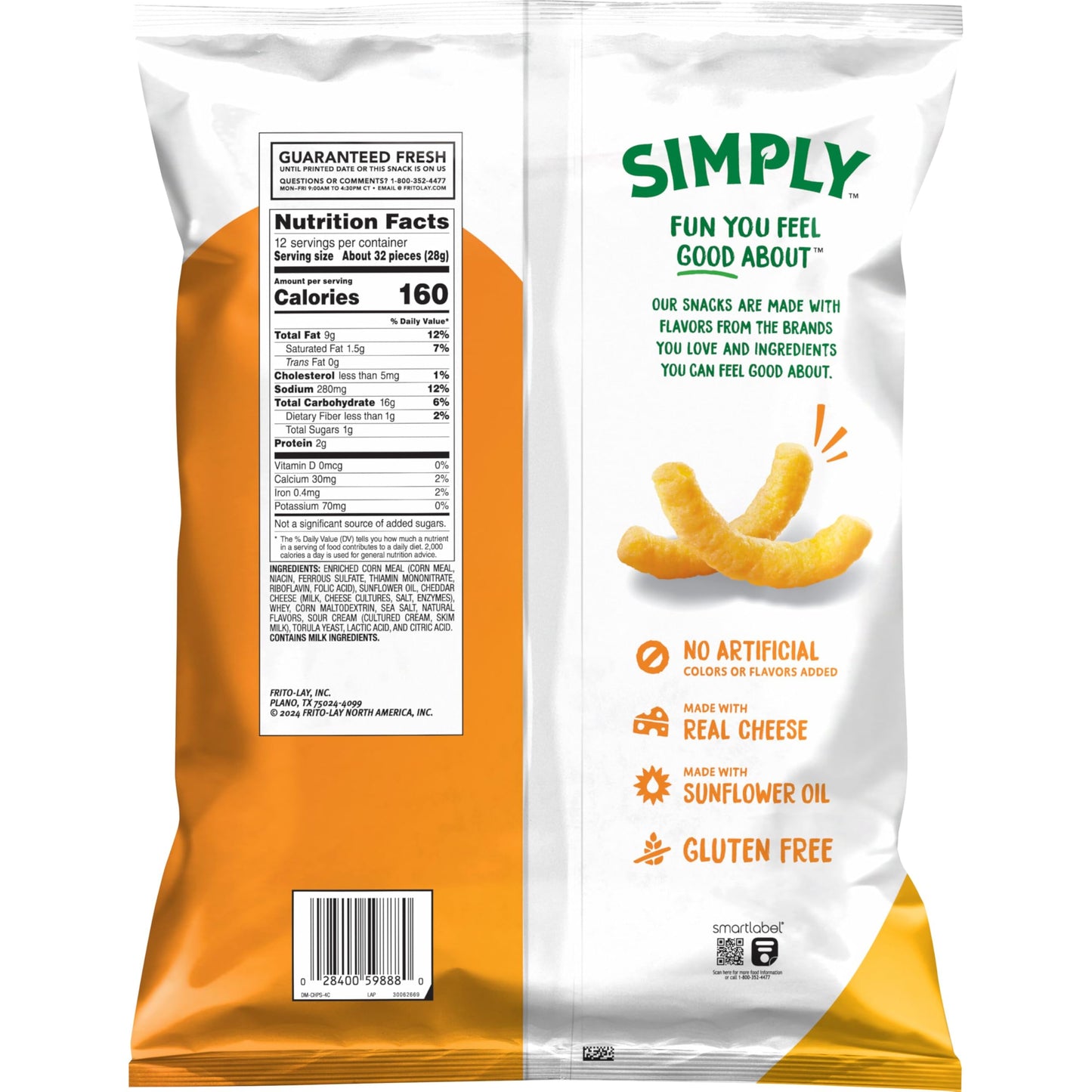 Simply Cheetos Puffs, White Cheddar, 12oz Party Size Bag