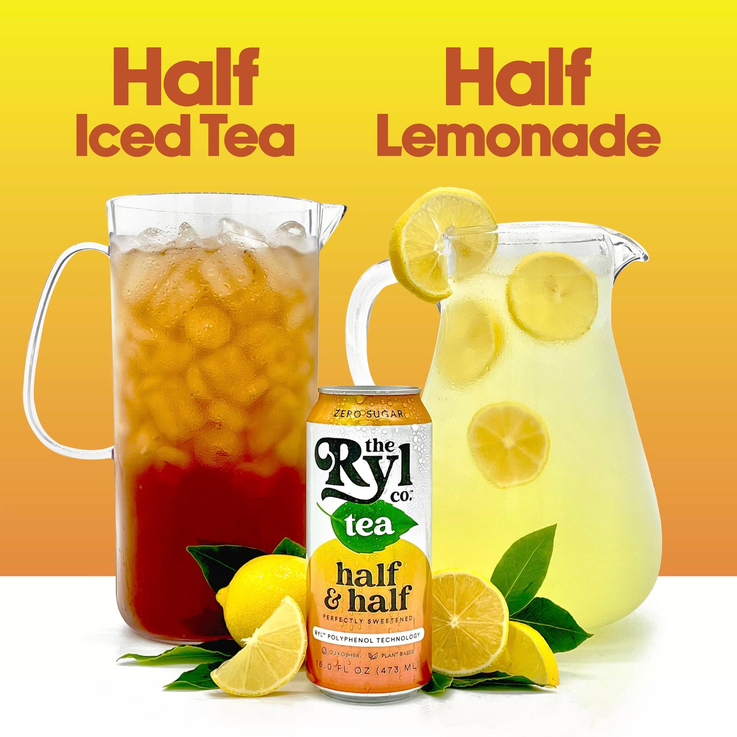 Ryl Iced Tea, Half & Half, Antioxidant Superblend, Zero Sugar, Low Carb, Low Calorie Iced Tea, 16.0 Fl Oz (12-Pack)