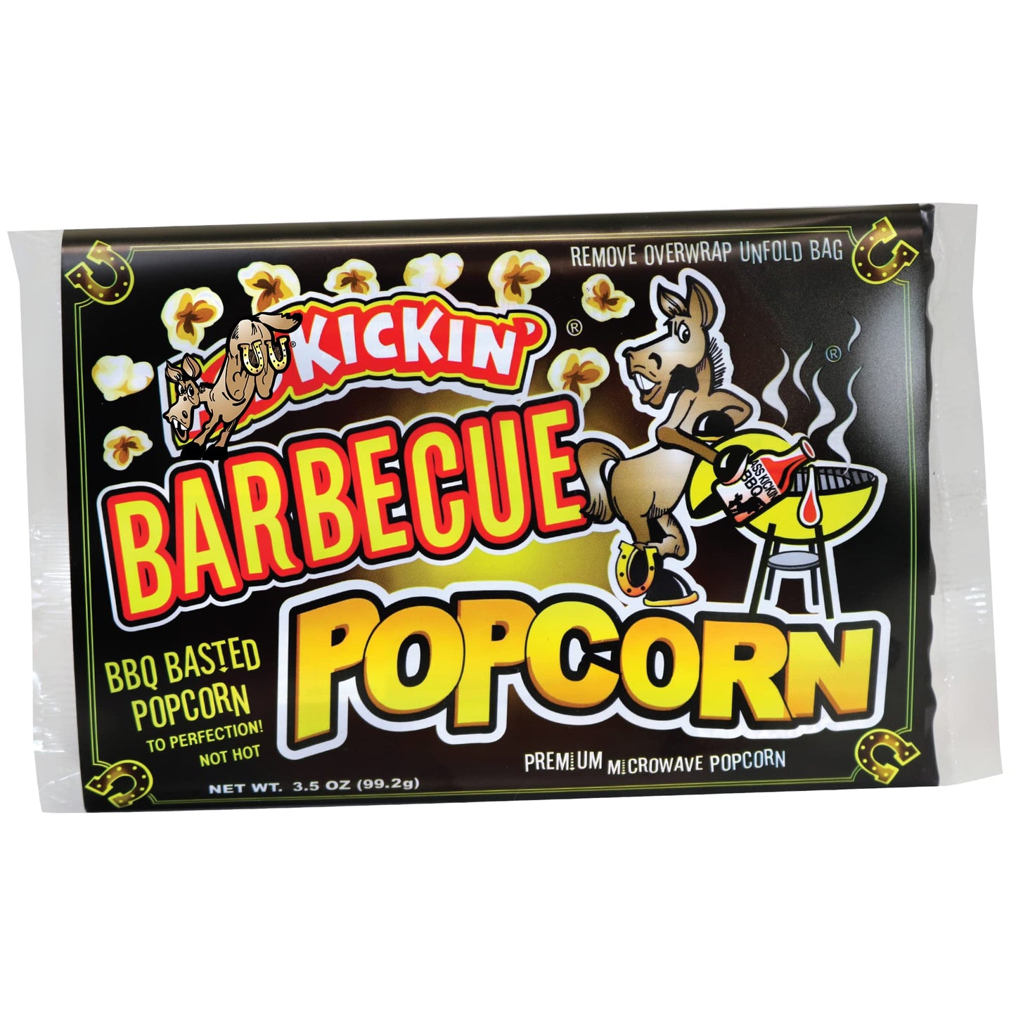ASS KICKIN BBQ Microwave Popcorn - 3 Pack - 1 Ounce Each - Gourmet Snack for Movie Night