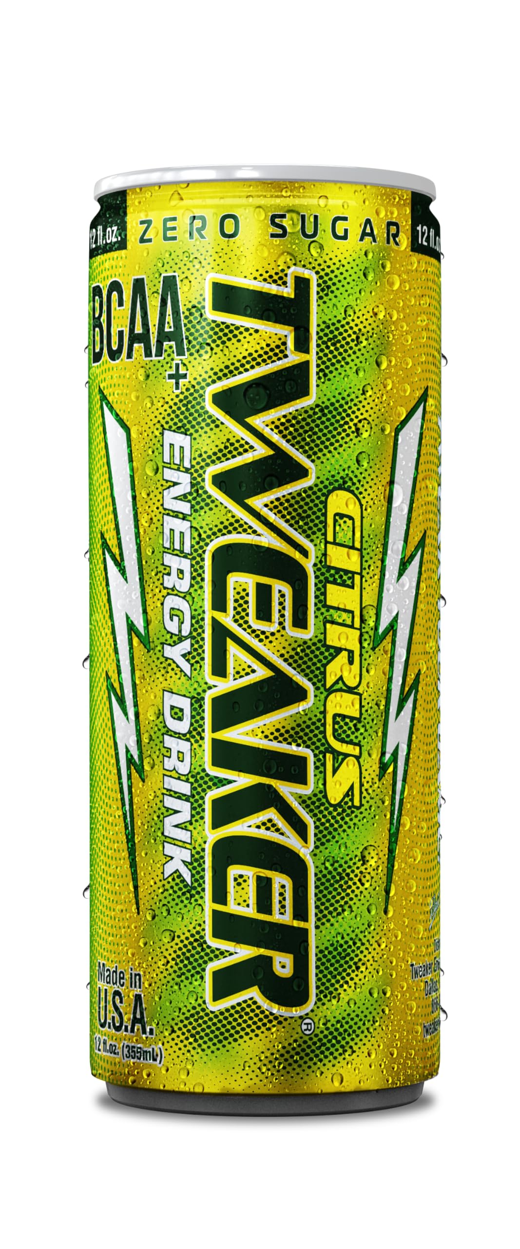 Tweaker Energy Drink Pre Workout, Sugar Free, Low Calorie, 110 mg Caffeine, 12 oz, Pack of 12, Citrus Flavor