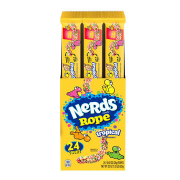 Nerds Rope Candy, Tropical Flavor, 0.92 Ounce Ropes (Pack Of 24)