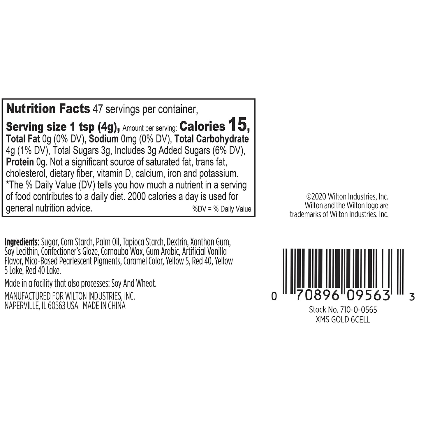 Wilton Sprinkle Mix, Gold/White, 6 Cell, Non Toxic