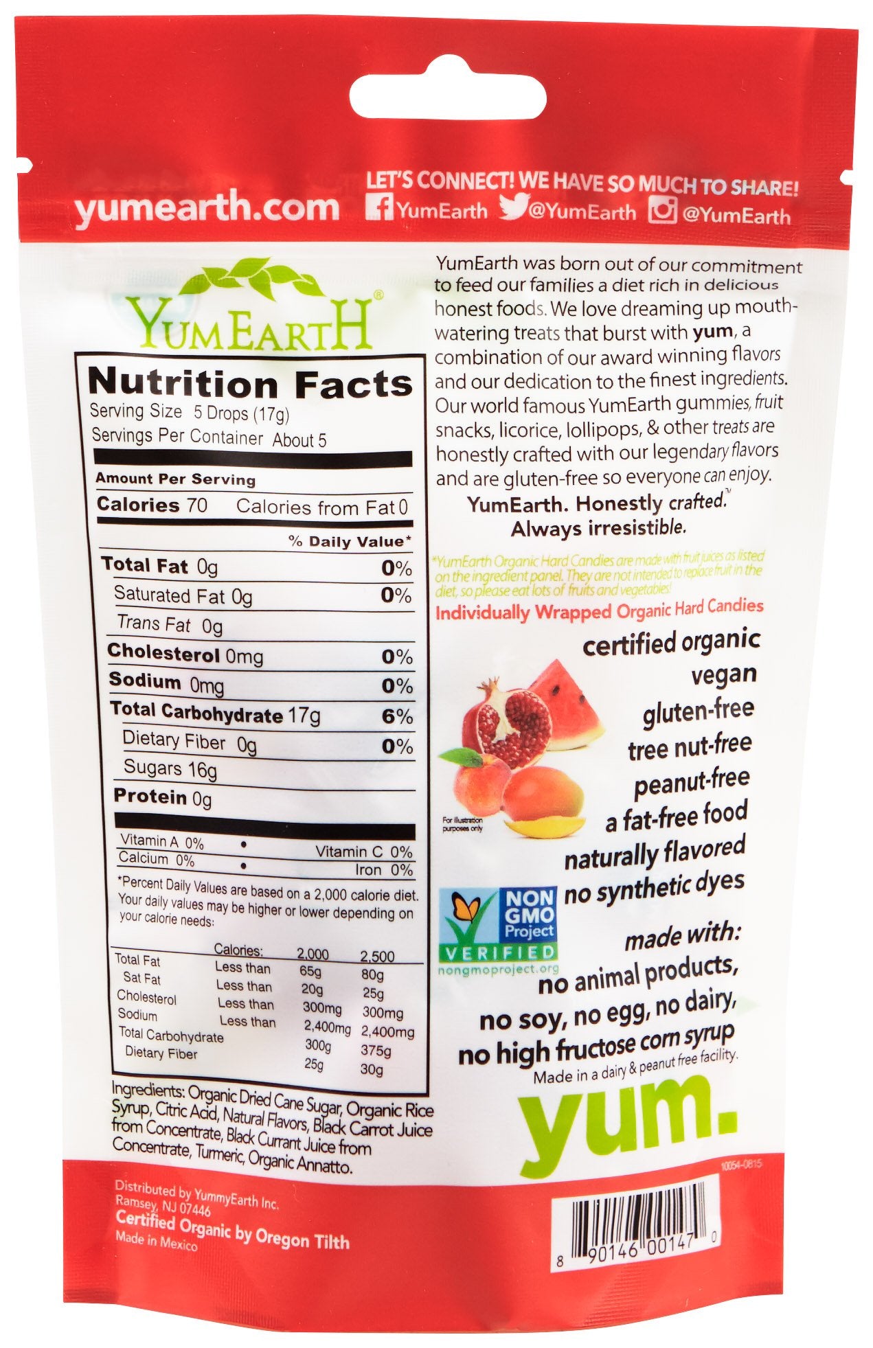 Yummy Earth Organic Candy Drops, Freshest Fruit, 3.3-Ounce Bags ( Packaging May Vary ) (Pack Of 6)