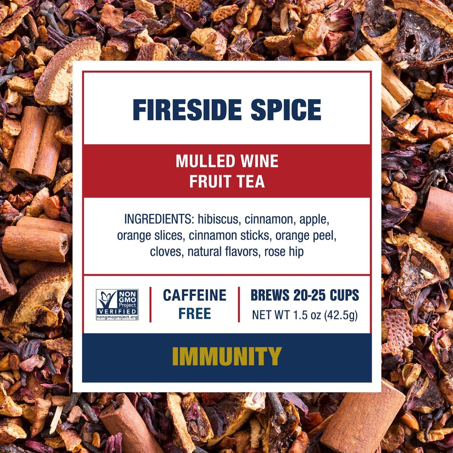 Tiesta Tea Loose Leaf Mulled Wine Herbal Tea, Premium Non-Caffeinated Holiday Blend, 1.5 Ounce Pouch, Brews Up to 25 Cups, Fireside Spice