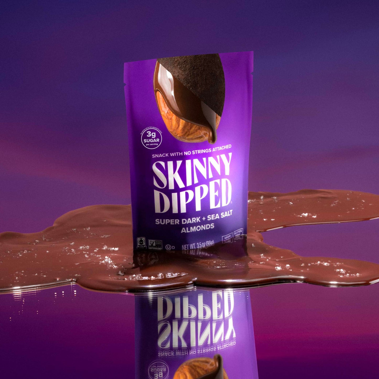 Skinnydipped Superdark + Sea Salt Chocolate Covered Almonds 3.5 Ounce Resealable Bag 1 Count