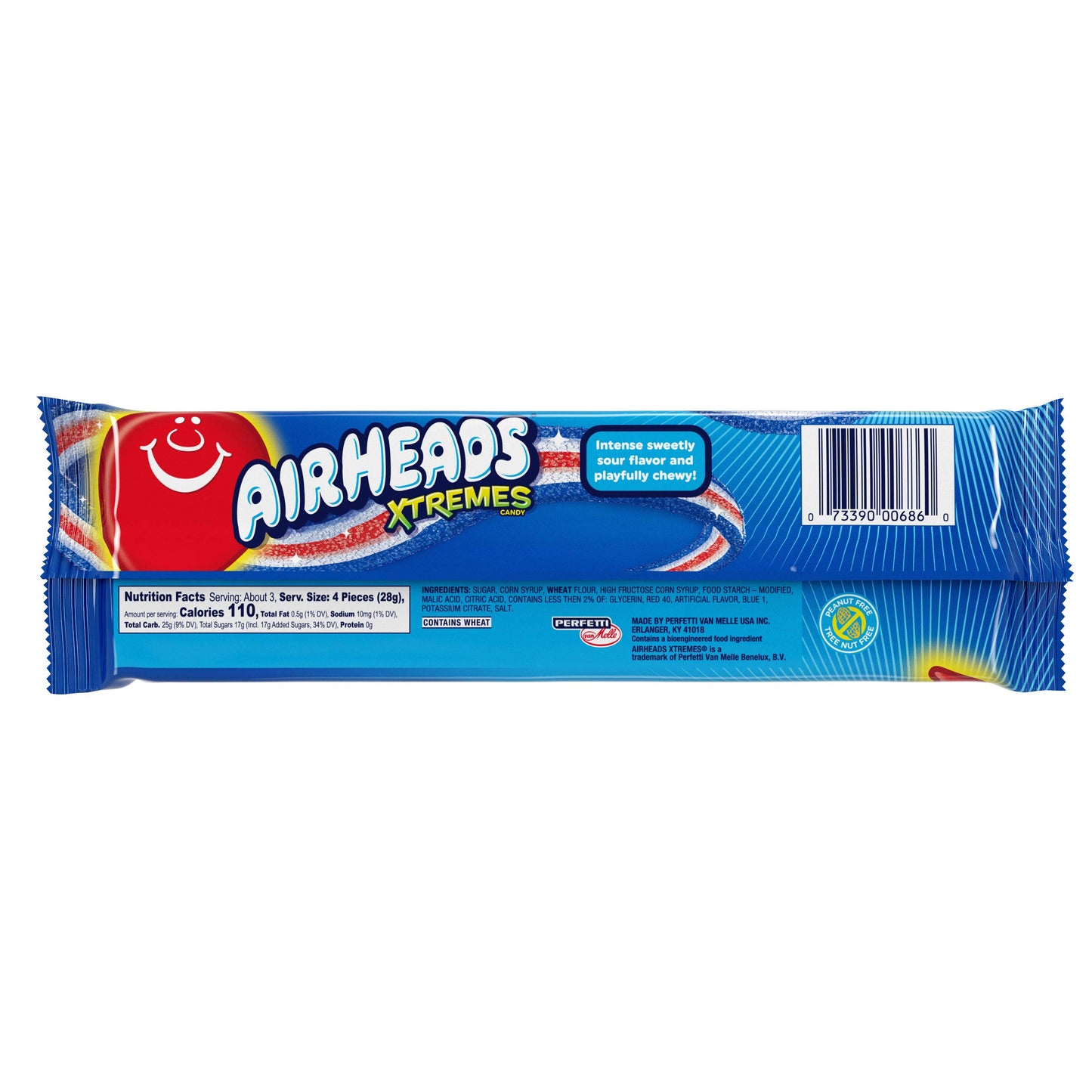 Airheads Xtremes Belts  Halloween Trick or Treat Sweetly Sour Candy  Bluest Raspberry Flavor  Individually Wrapped Bulk Candy for mature-themeds & Kids  Non-Melting  3 oz Packs (Box of 12 Packs)