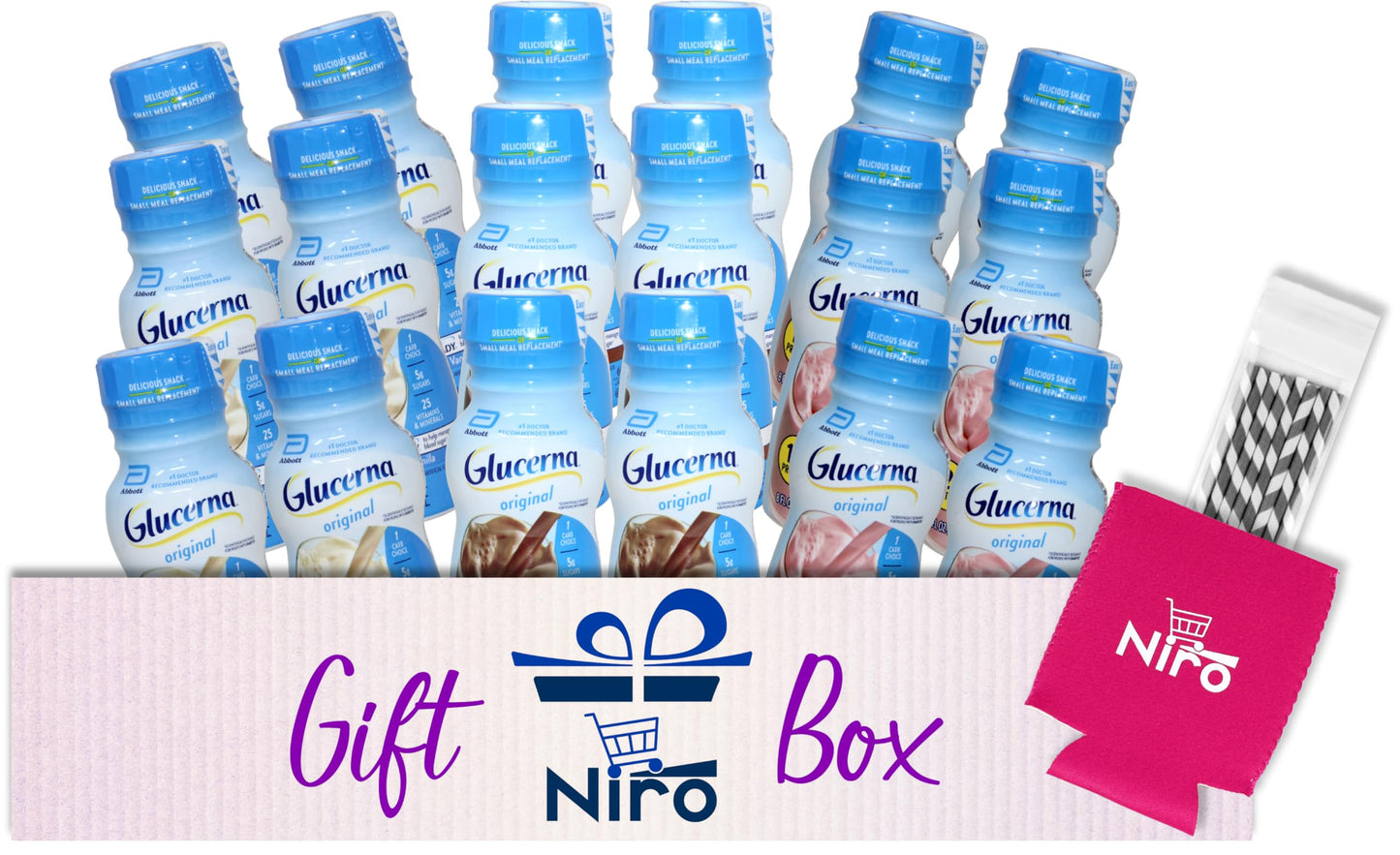 Niro Glucerna Original Shake, Rich Chocolate, Vanilla & Strawberry, 8 Fl Oz, 18 Pack