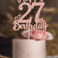 Veegood 27th Birthday Cake Topper - Rose Gold Glitter, Happy 27th Design