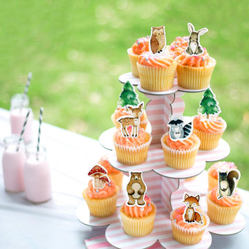 40Pcs Edible Animal Cupcake Toppers Wafer Paper Woodland Theme Animal Cupcake Toppers Picks For Animal Drink Topper Baby Shower