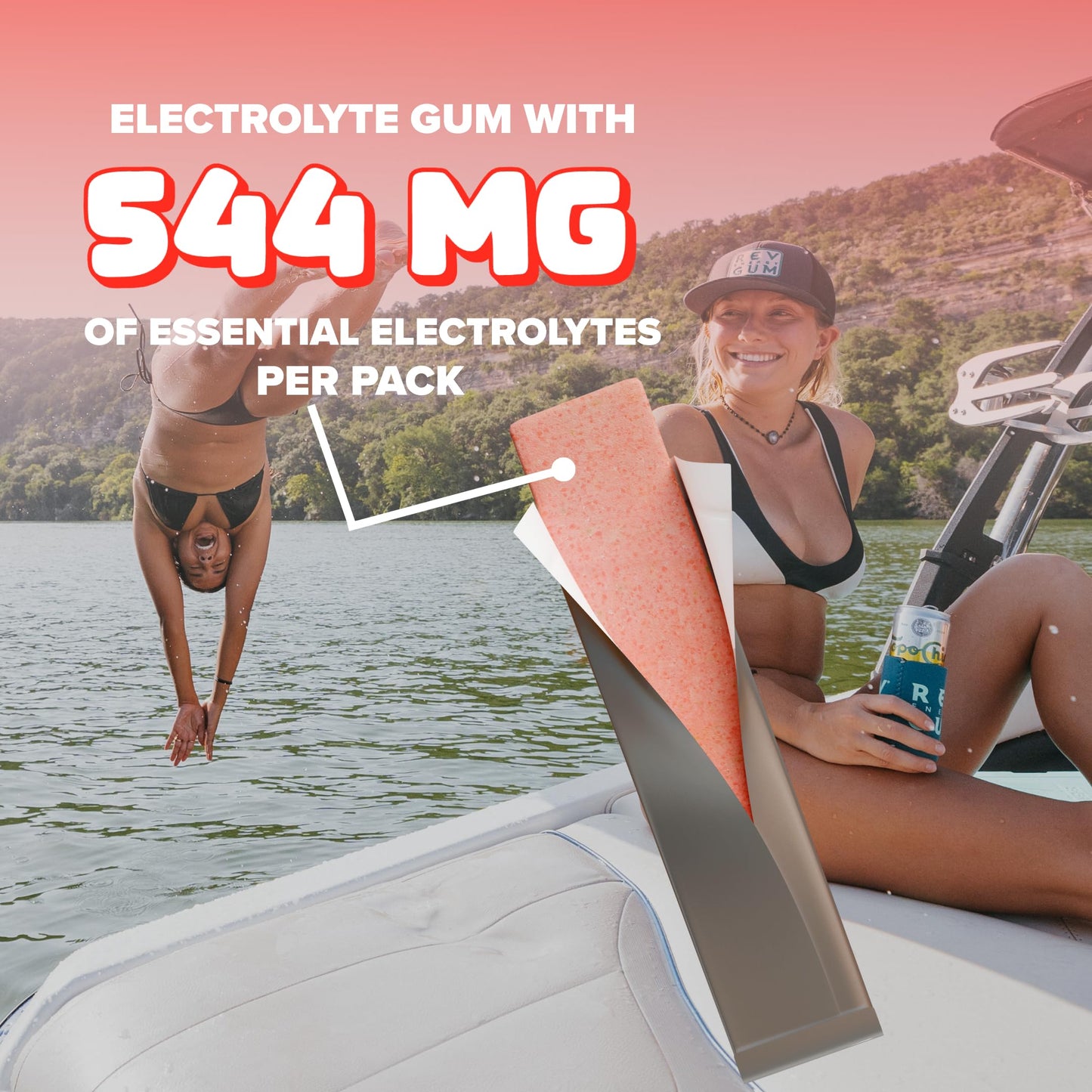Rev Electrolyte Gum  Watermelon Lime  Sugar-Free with Essential Electrolytes 12 Count