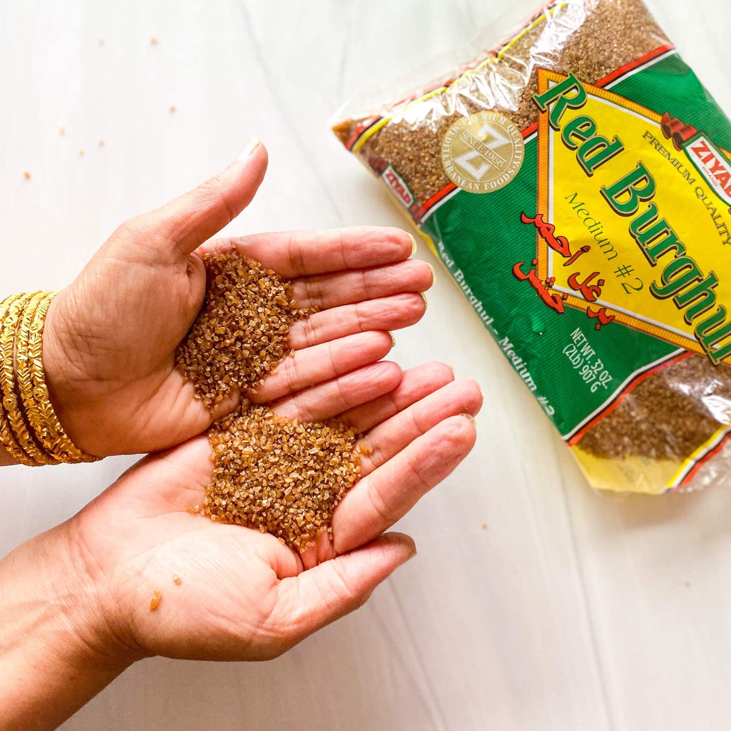 Ziyad Red Burghul, Number 2 Medium Bulgur, Bread Filler Perfect For Bread Crumbs, Oats, Tabouli, Kibbeh, Curries! 32 Oz