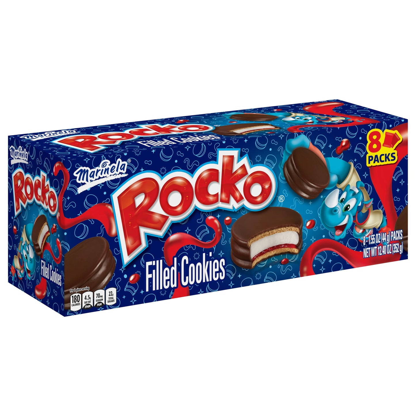 Marinela Rocko Strawberry And Marshmallow Filled Snack Cookies