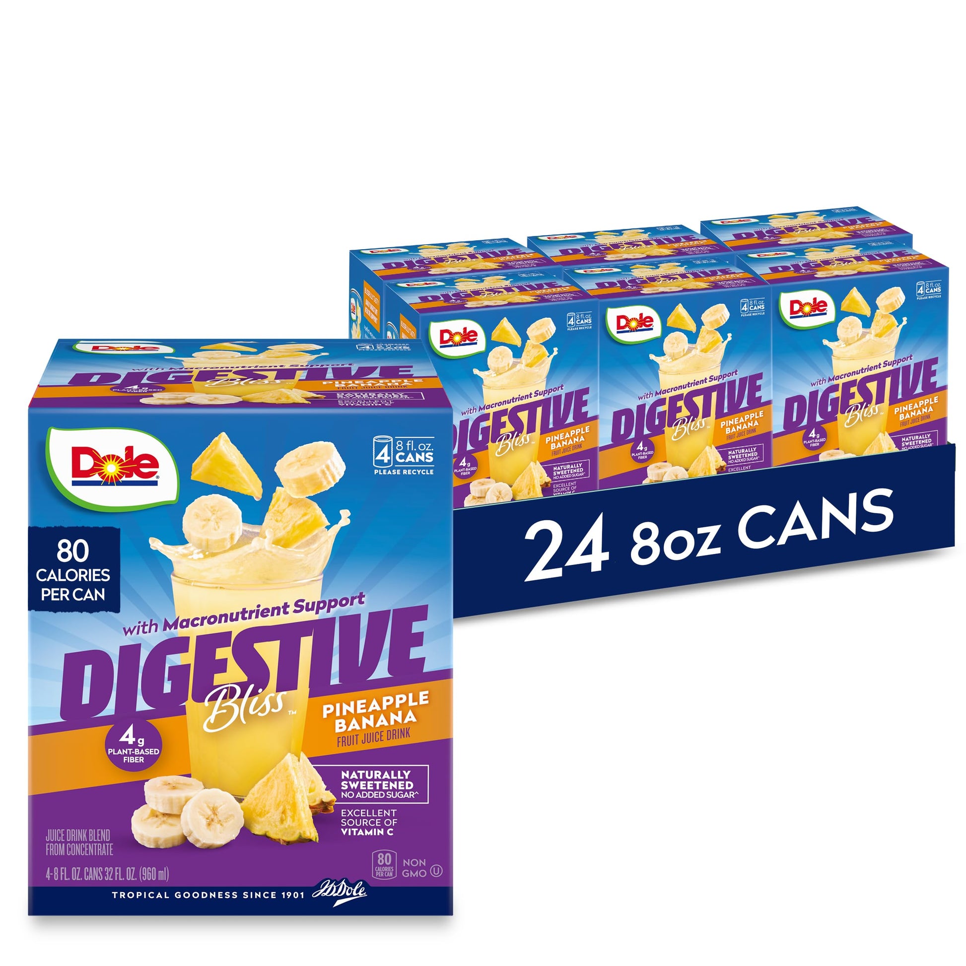 Dole Digestive Bliss Flavored Fruit Juice Drink, Pineapple Banana, Excellent Source of Antioxidant Vitamin C, Daily Digestive Su