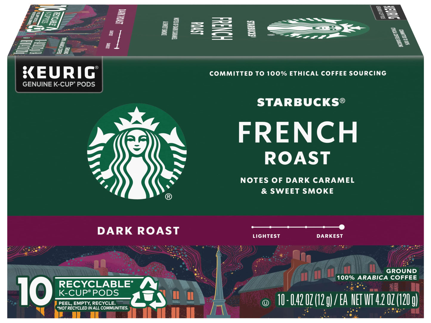 Starbucks K-Cup Pods, French Roast Dark Roast Coffee, 10 Count (Pack of 2)