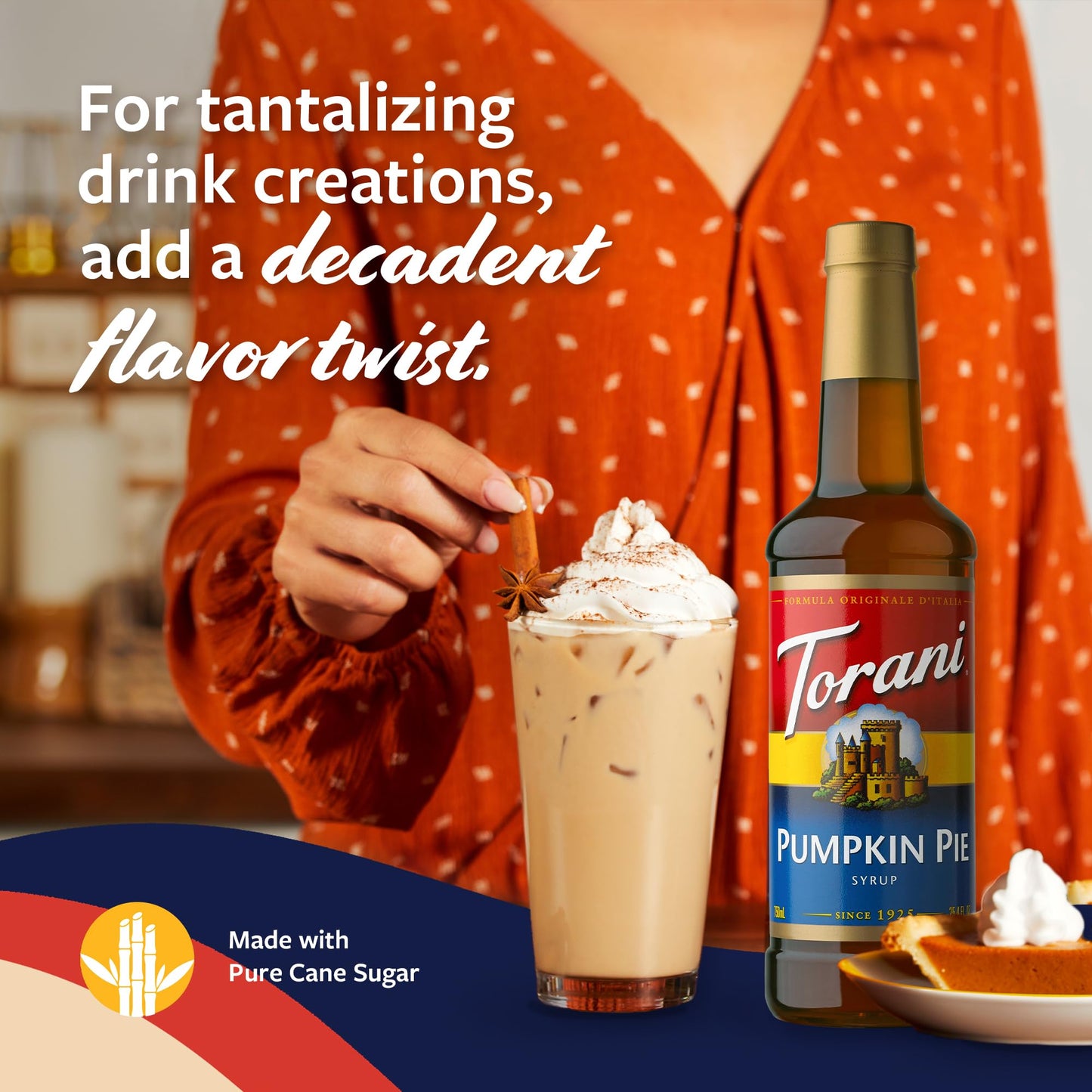 Torani Coffee Syrup, Pumpkin Pie Flavor, 25.4 Fl Oz, Pump Included