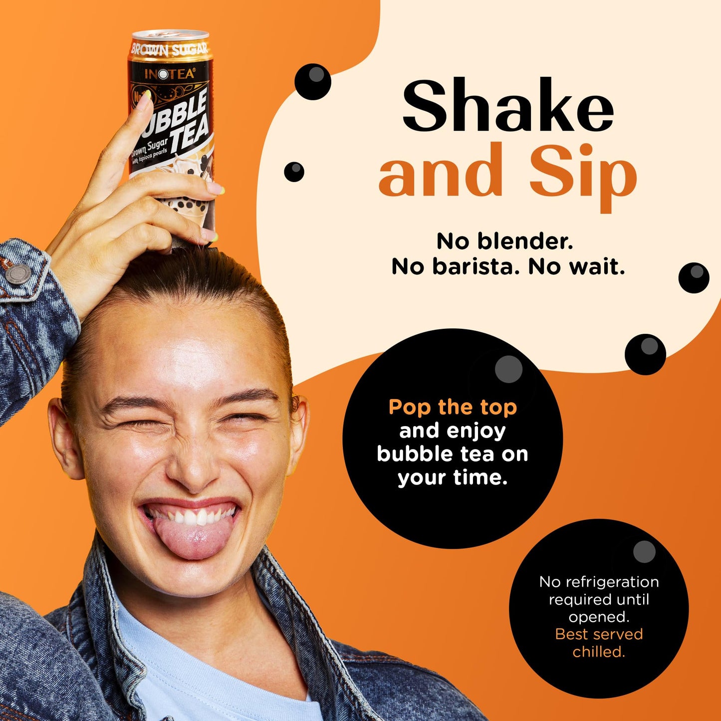 Inotea Bubble Tea with Tapioca Pearls - Delicious, Instant Boba Tea - Ready-to-Drink Black Milk Tea - Comes in Large 16.6 oz Can