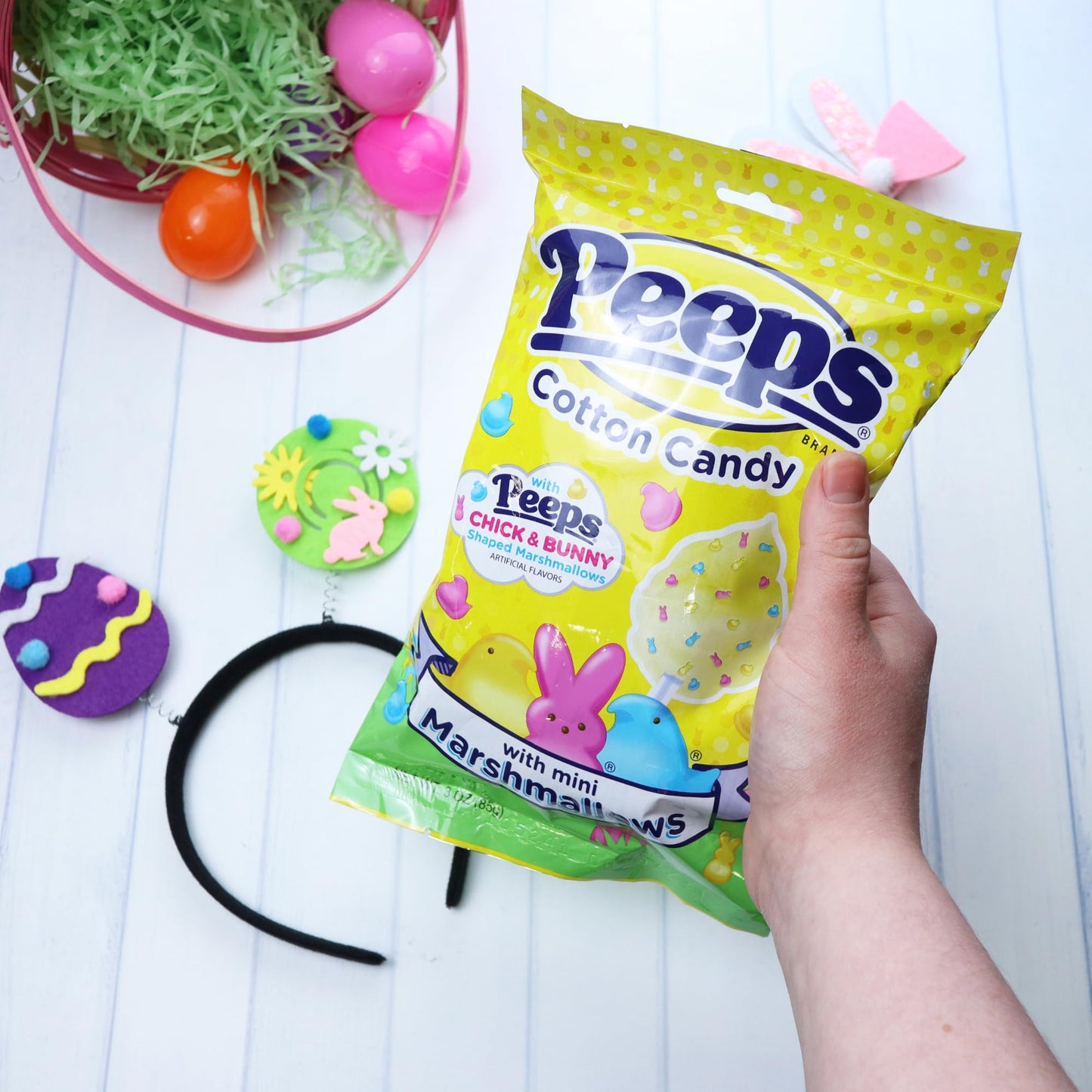 Sweetzo Limited Edition Peeps Cotton Candy With Mini Chick And Bunny Marshmallows, Easter Basket Stuffers, 3 Ounces (Pack Of 2)