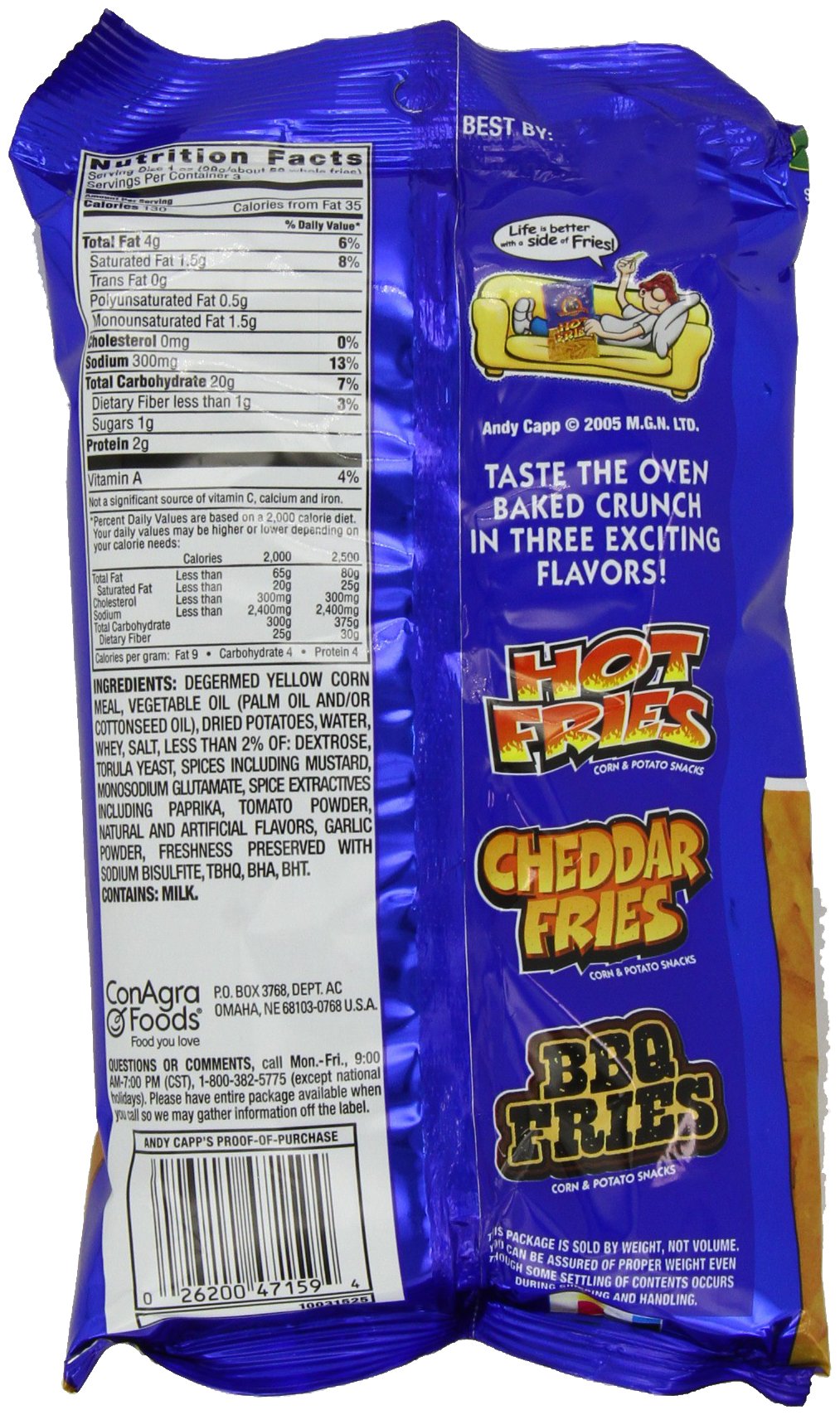 Andy Capp'S Hot Fries Snacks, 3 Oz, (Pack Of 12)