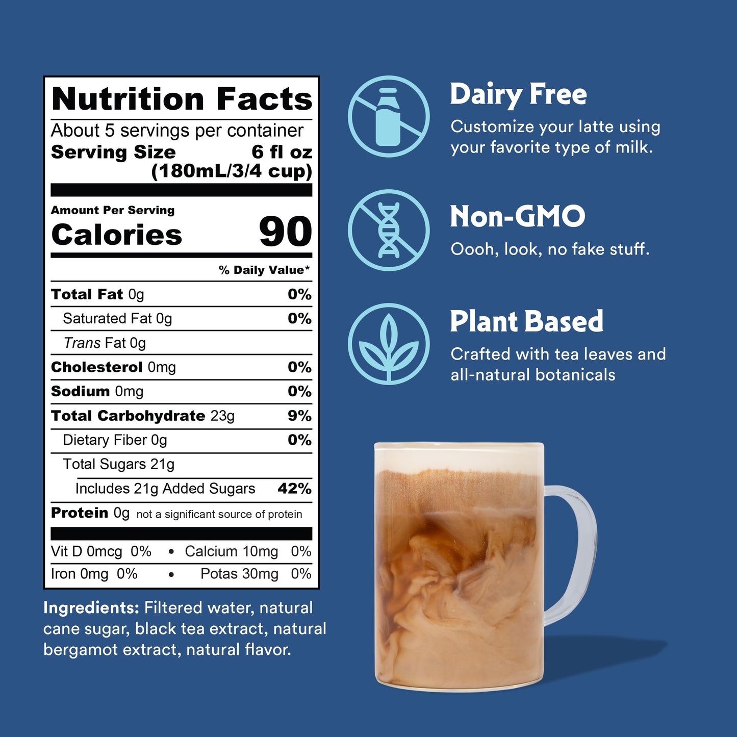 Stash Earl Grey Tea Latte Concentrate - Plant-Based, Dairy-Free - 32 Fl Oz (Pack of 6)