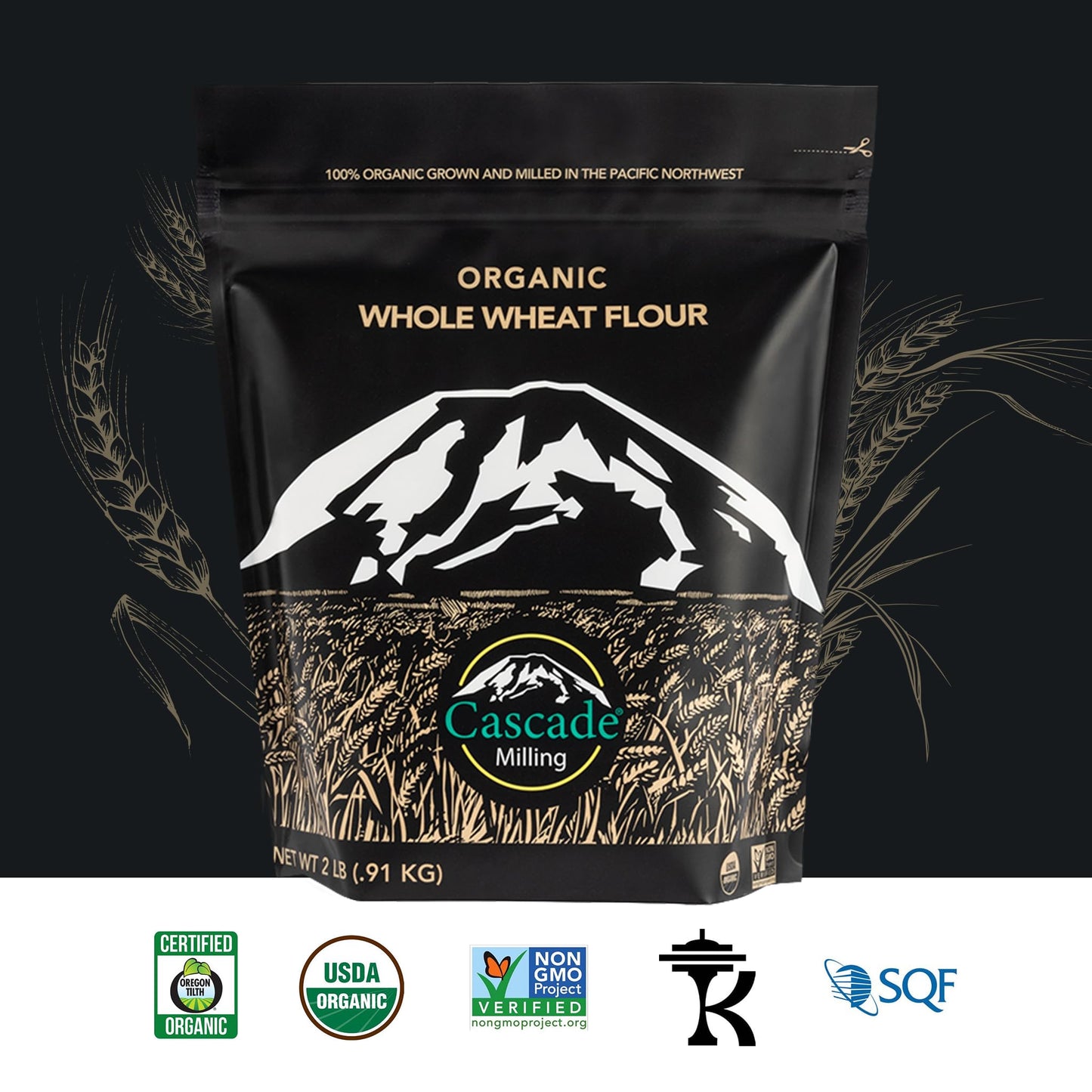 Cascade Milling Organic Whole Wheat Flour. High Protein Flour For Baking Bread, Buns, Bagels, Flatbread And More. Preservative F