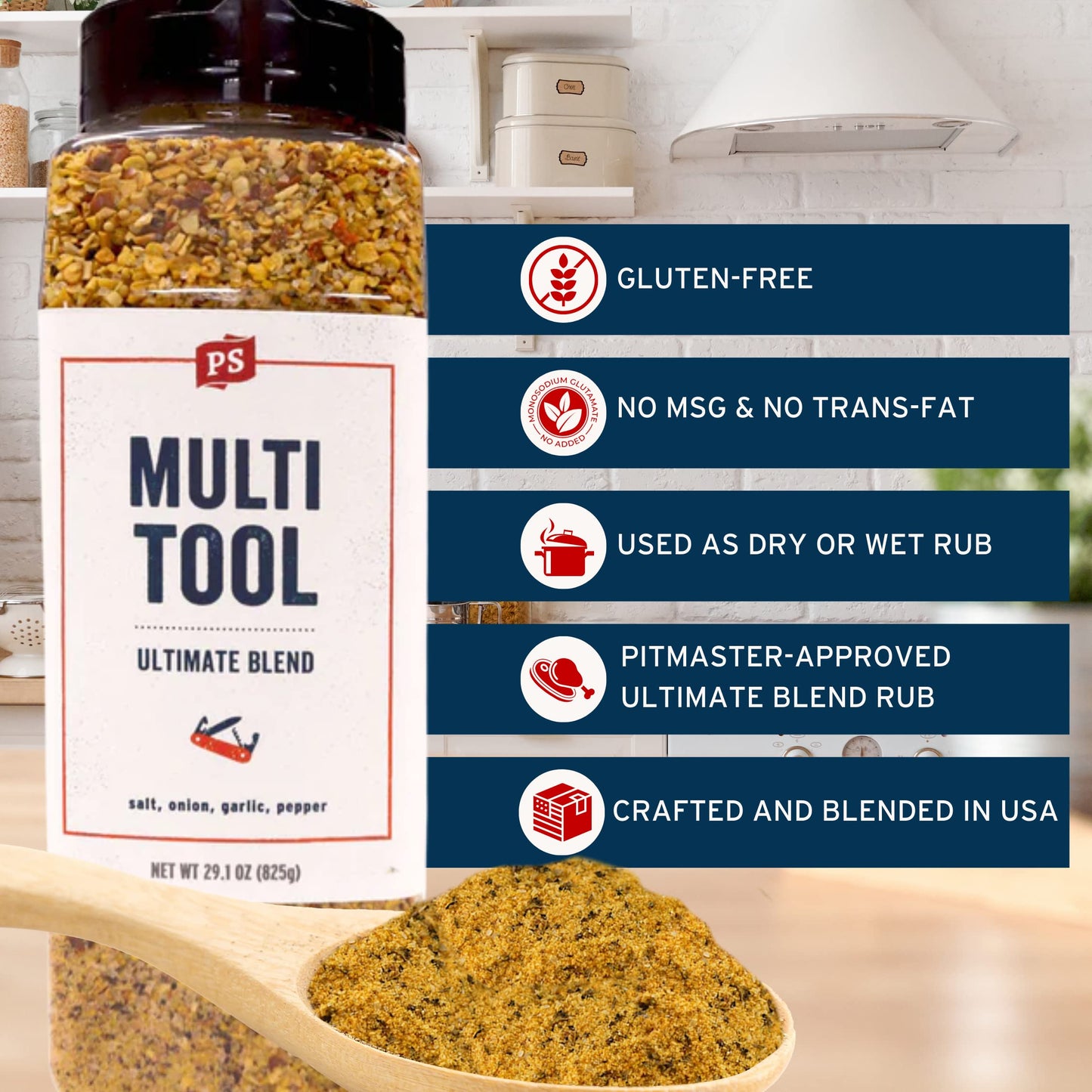 PS Seasoning Multi Tool Ultimate Blend All Purpose Seasoning, 29.1oz, Classic SPG BBQ Rub for smoky aroma, Grilling, Steaks, Burgers, Veggies