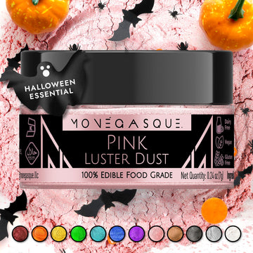 Mon  Gasque Pink Luster Dust Edible Glitter For Cocktails 7G - Premium Pink Halloween Cake Decorations - Vegan Pink Edible Glitt