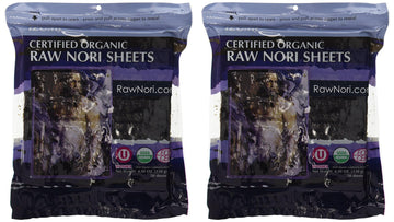 Raw Organic Nori 100 Sheets Pack - Certified Vegan, Raw, Kosher Sushi Wrap Papers - Premium Unheated, Un Cooked - NOT Toasted - 