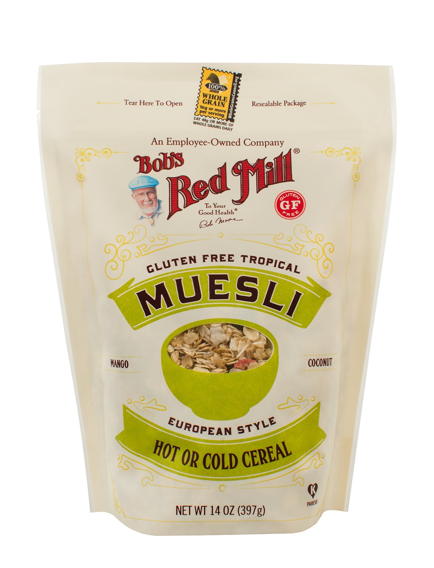 Bobs Red Mill Gluten Free Tropical Muesli, 14oz (Pack of 1) - Gluten Free, Non GMO, Whole Grain, Kosher