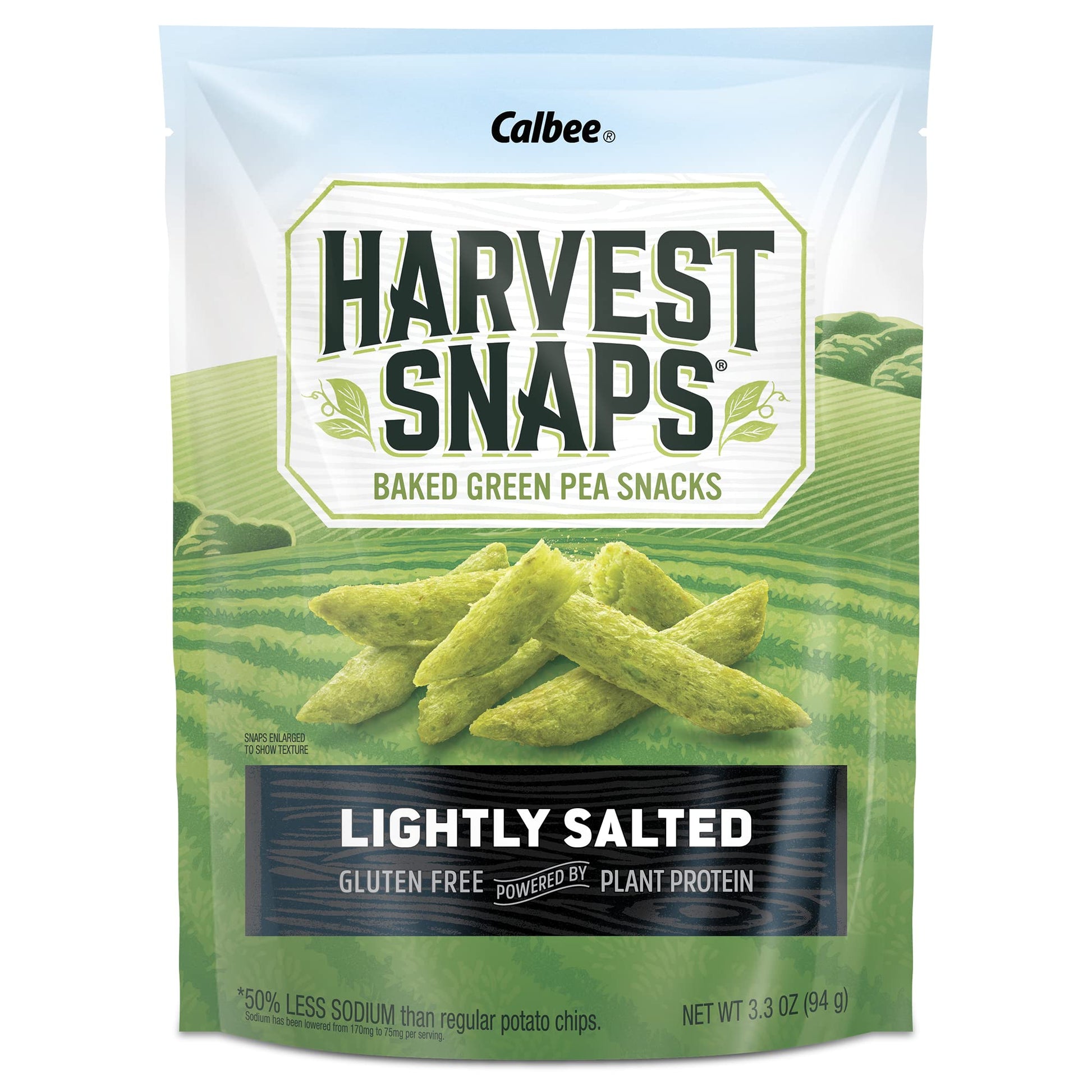 HARVEST SNAPS Veggie Chips - Lightly Salted Green Pea Snack Crisps, 3.3 oz (Pack of 12), Gluten Free, Non-GMO, Baked,