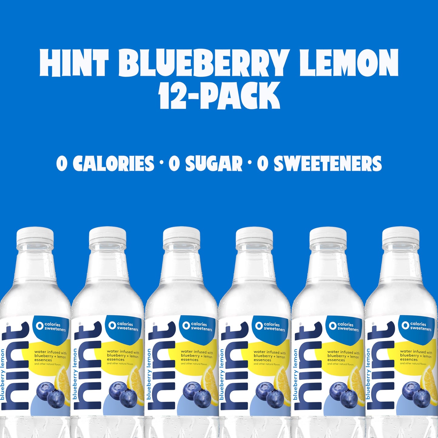 Hint Water Blueberry Lemon, Pure Water Infused with Blueberries & Lemons, Zero Sugar, Zero Calories, Zero Sweeteners, Zero Prese