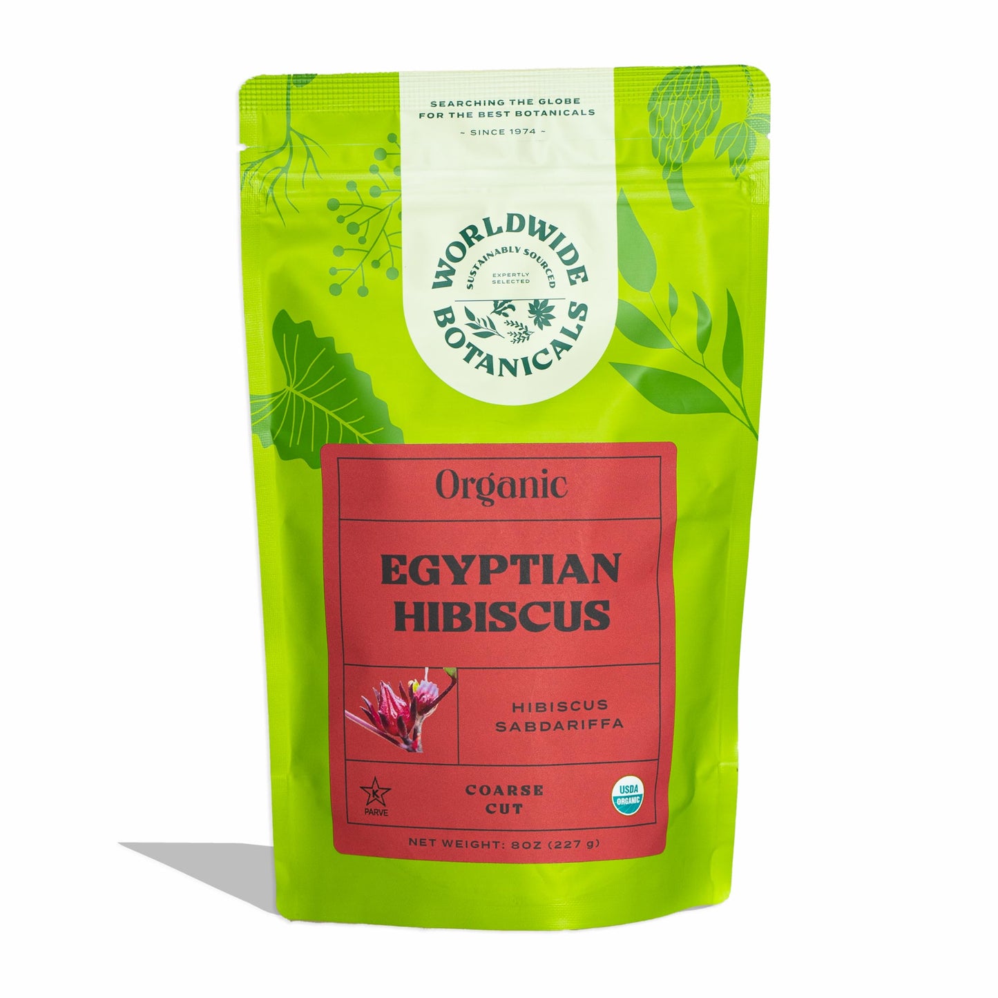 Worldwide Botanicals Organic Hibiscus Tea, Loose Leaf, 8 oz, Cut and Sifted, 100% Egyptian Hibiscus sabdariffa