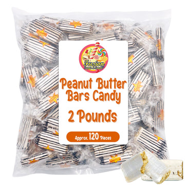 Peanut Butter Bars Candy - 2 Pounds (Approx 120 Pieces), Peanut Butter Candy Bars In Bulk Bag, Individually Wrapped Old Fashione