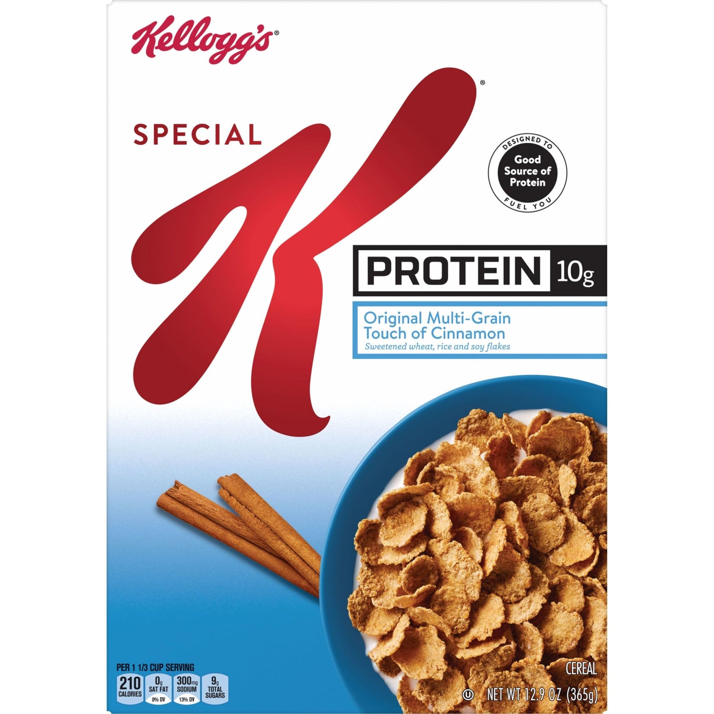 Kelloggs Special K Protein Breakfast Cereal, Protein Cereal, Family Breakfast, Original Multi-Grain Touch of Cinnamon, 12.9oz B