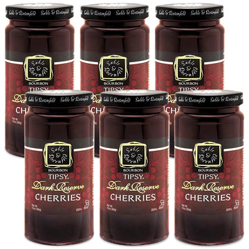 Sable & Rosenfeld Spirit-Inspired Flavor Tipsy Dark Reserve Cocktail Cherries, Kosher, 10 Ounces (Pack Of 6)