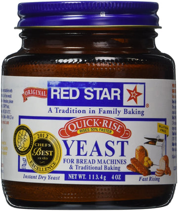 Red Star Quick Rise Yeast, For use in your oven or bread machine, 2012 Chef's Best Taste Award, 4 oz Jar (Pack of 2)