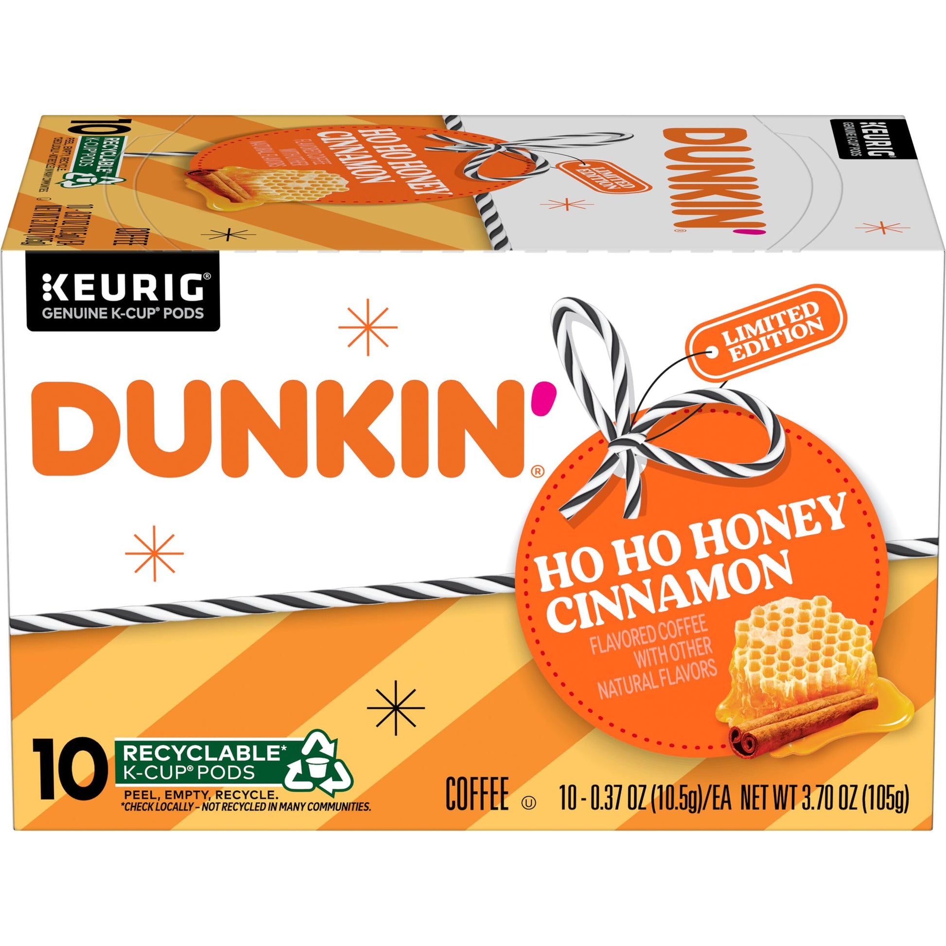 Dunkin Ho Ho Honey Cinnamon Flavored Coffee, 60 Keurig K-Cup Pods