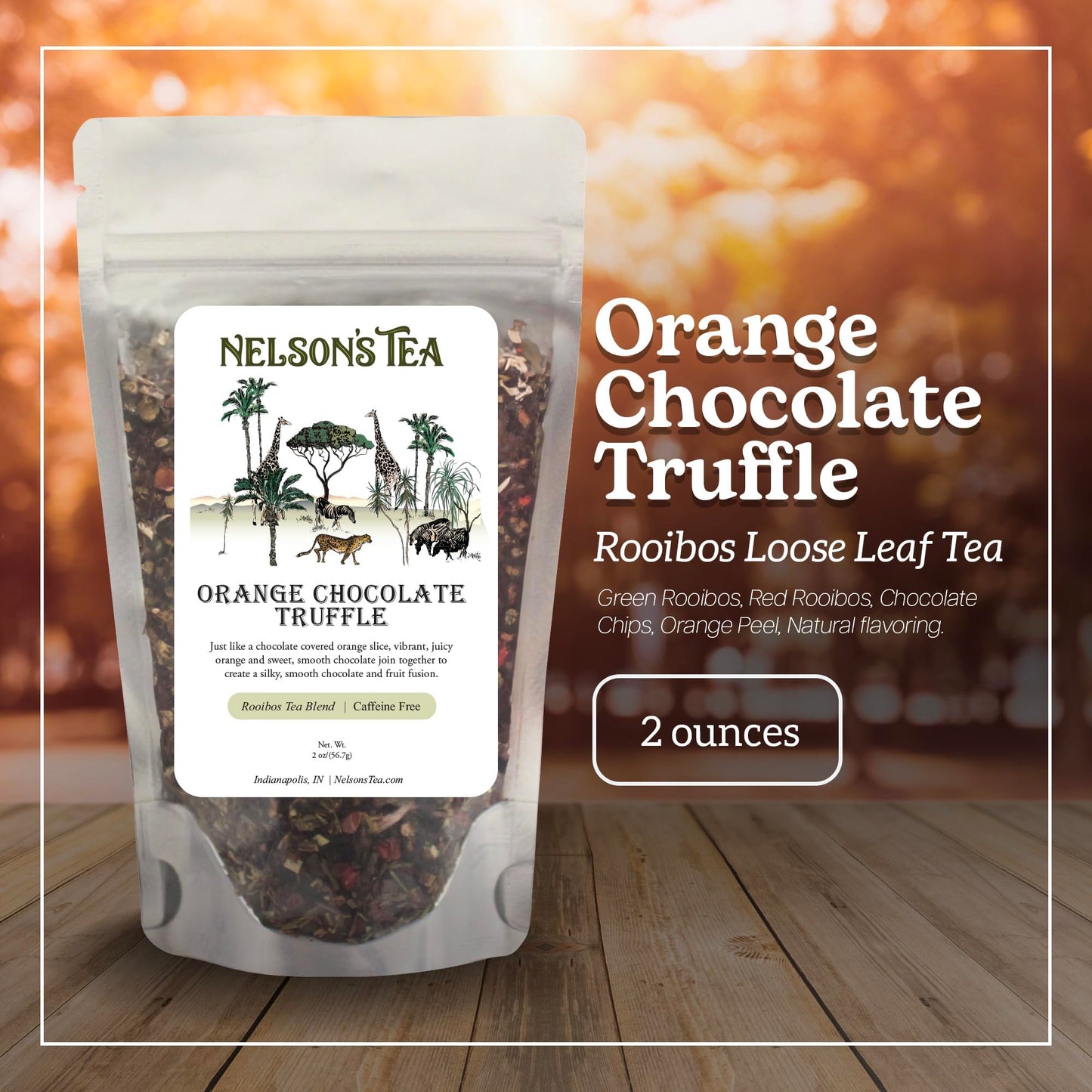 Nelson'S Tea - Orange Chocolate Tea Loose Leaf - Cut & Sifted Truffle Tea With Green Rooibos, Red Rooibos And Orange Peel (2 Oz)