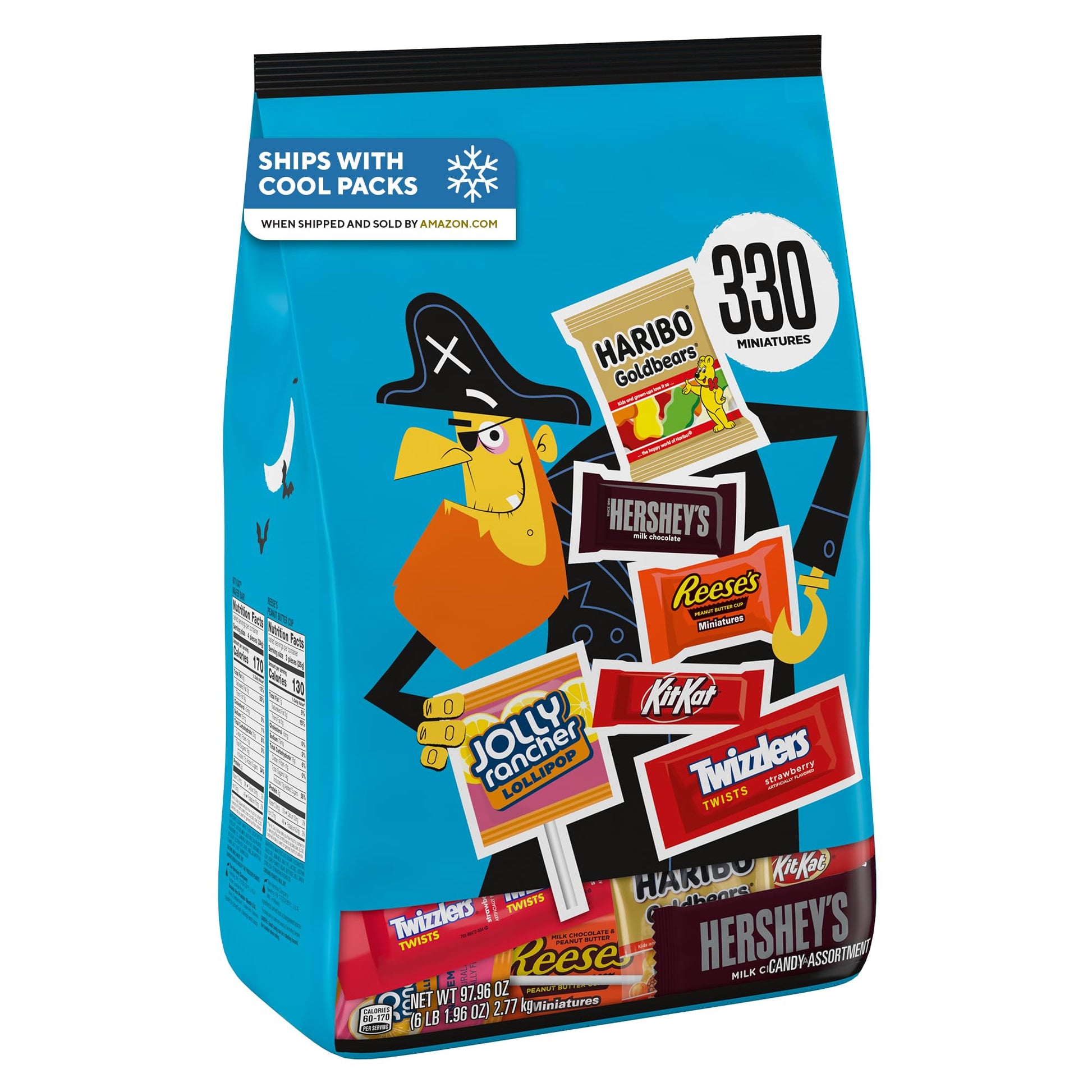 HERSHEYS Miniatures Assorted Halloween Candy, 330 Count, 97.96 oz, Brown/Orange