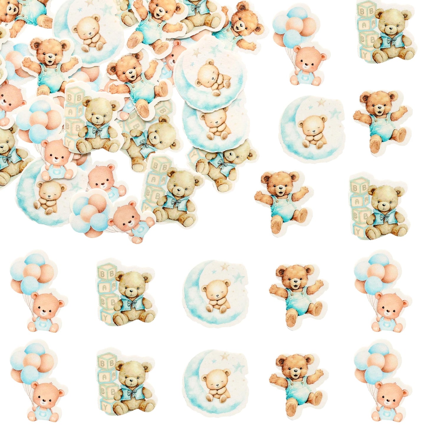 Gyufise 48Pcs Edible Cupcake Toppers, Wafer Paper, Jungle Animal Theme, 1.8x1.4 inches, Blue