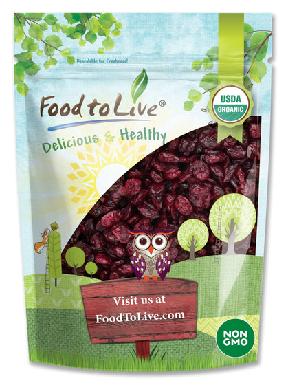 Food to Live Organic Dried Cranberries, 2 Pounds - Non-GMO, Kosher, Unsulfured, Bulk
