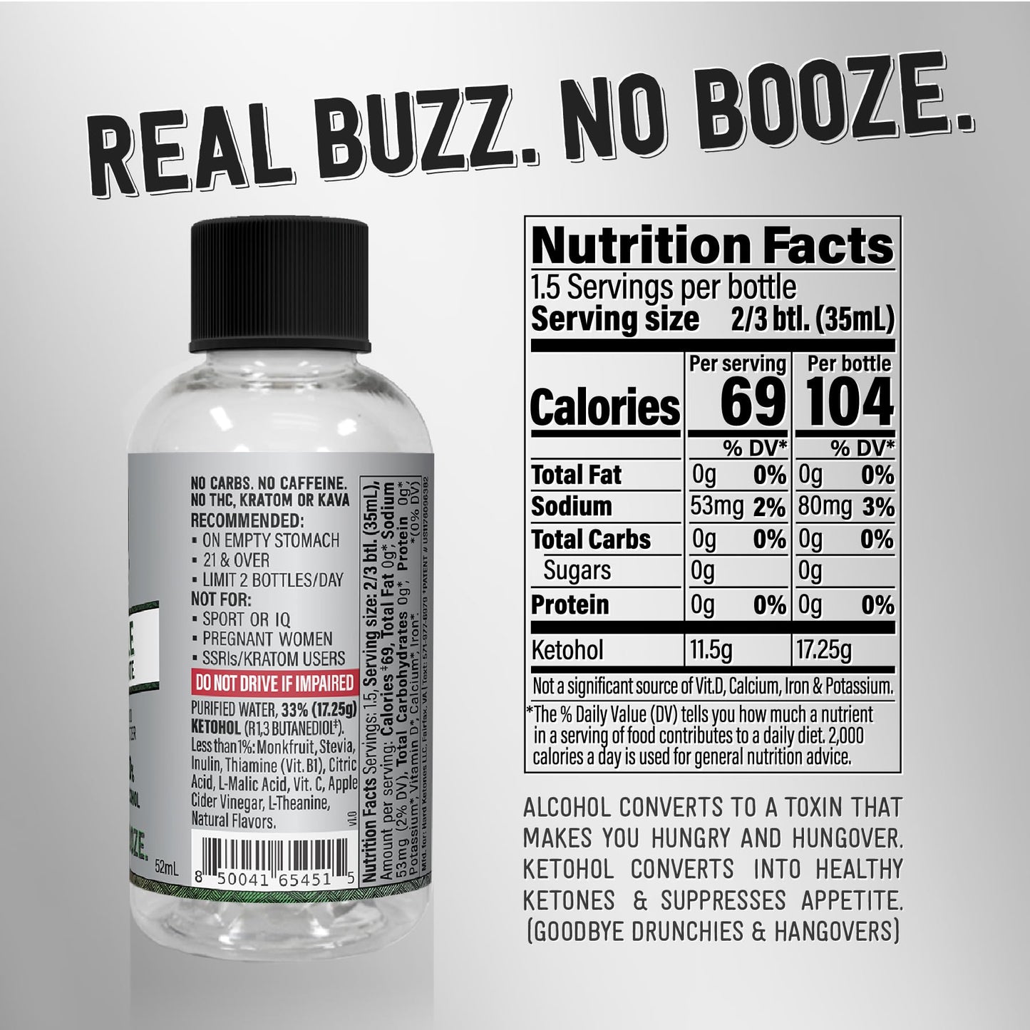Hard Ketones Ginger Mule Ketohol Concentrate | 12 Pack, 2 Oz Bottles,    Alternative with 17.25g (33%) Ketohol