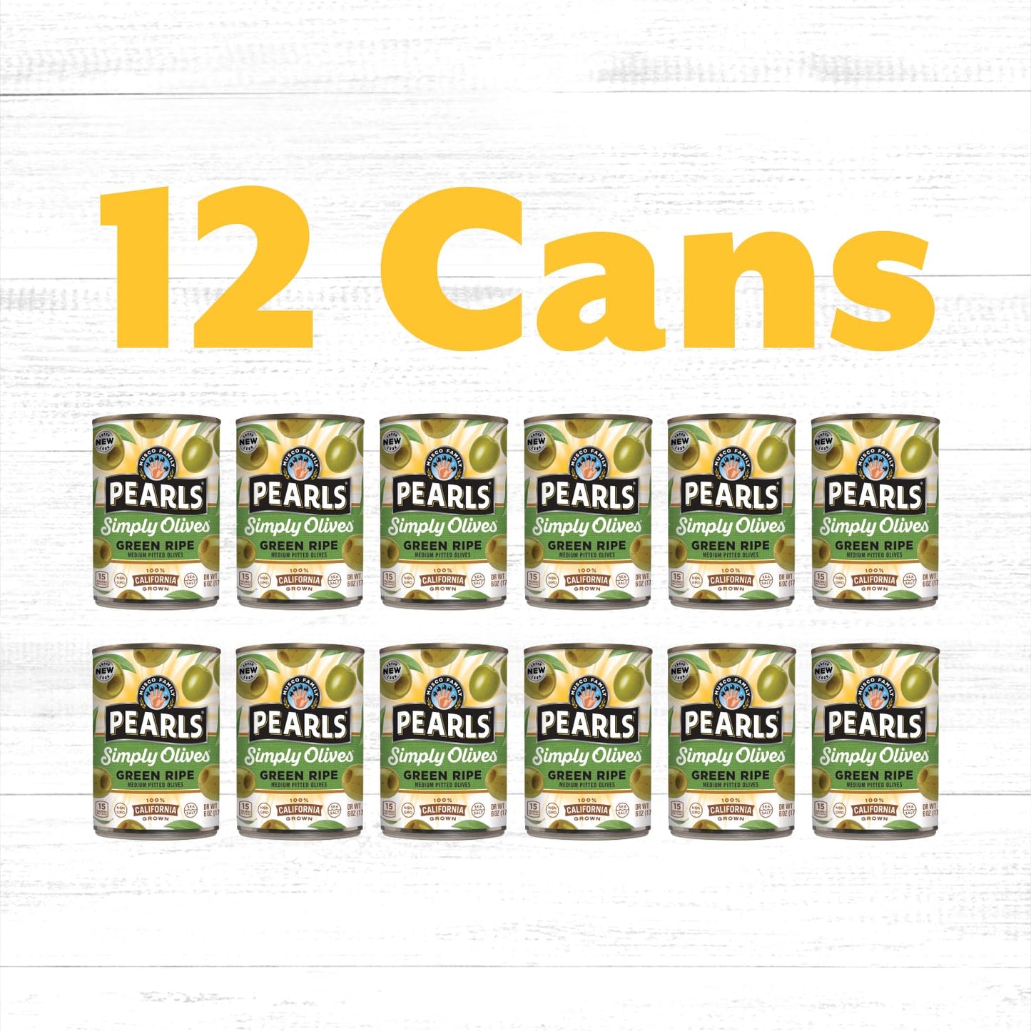 Pearls Simply Olives Green Ripe Pitted Olives  Pack of 12  6 oz Cans
