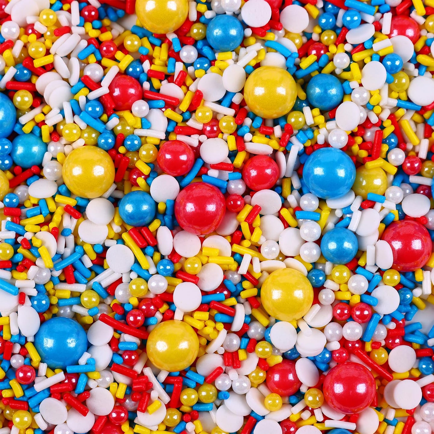 Red Blue And Yellow Sprinkles For Cake Decorating, 3.52Oz Funfetti Edible Pearl Sprinkles For Cupcake Baking Ice Cream Cookie, P