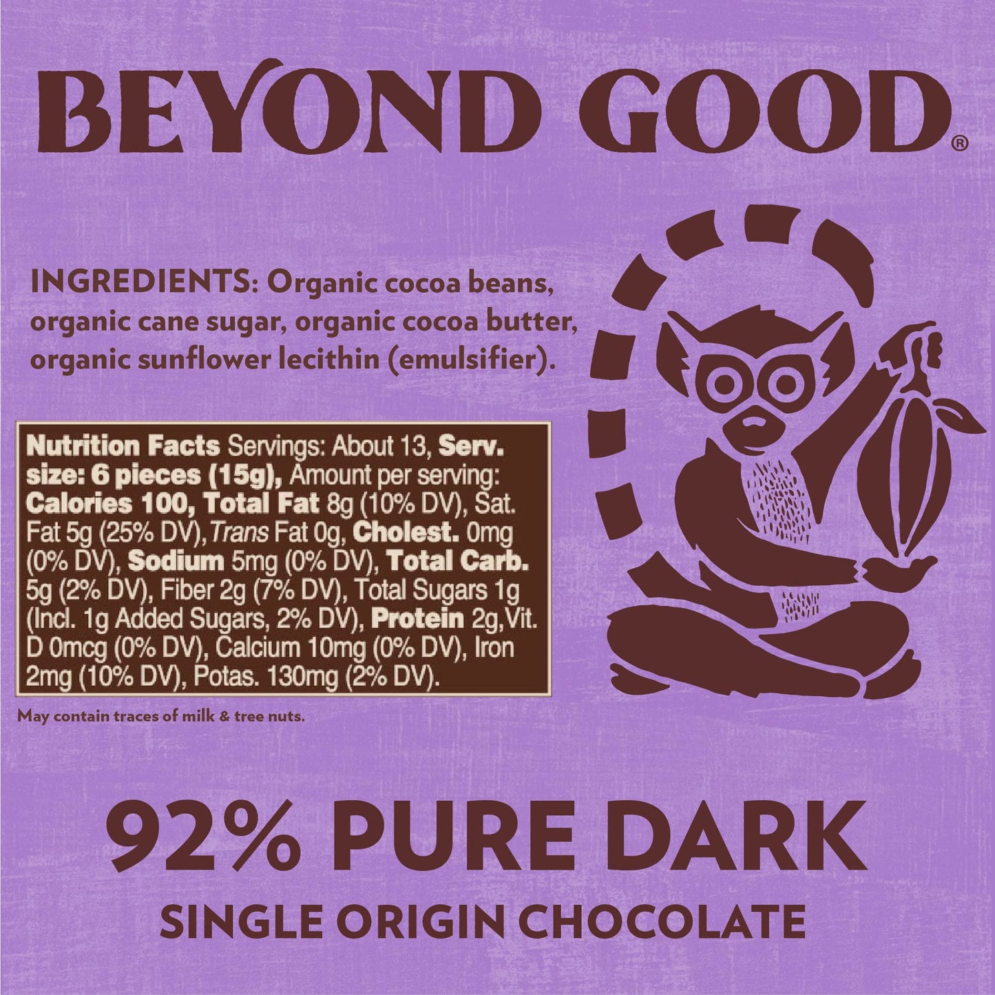 Beyond Good 92% Pure Dark Chocolate Melts, 7oz Pack | Gluten Free, Vegan, USDA Organic, Non-GMO, Single Origin Uganda
