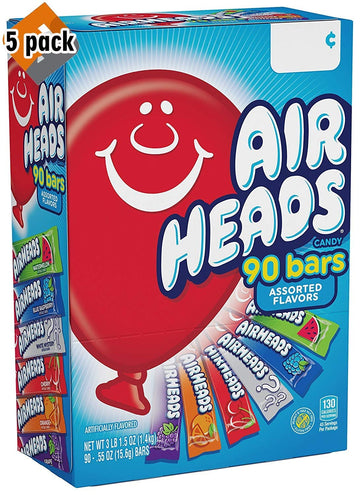 Airheads Candy Bars, Variety Halloween Bulk Box, Chewy Full Size Fruit Taffy, Back To School For Kids, Non Melting, Party 90 Cou